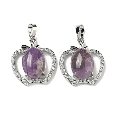 Natural Amethyst with Clear Cubic Zirconia Pendants G-G133-03P-24-1