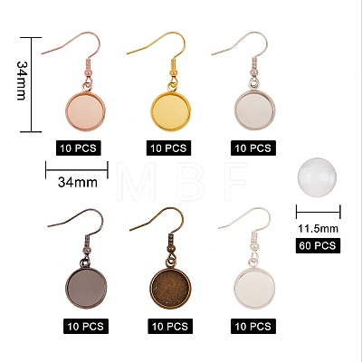 DIY 30 Pair Flat Round Earrings Kits DIY-SZ0001-73-1