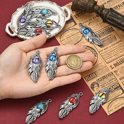 10Pcs 5 Colors Alloy Glass Big Pendants FIND-CJ0005-78-1