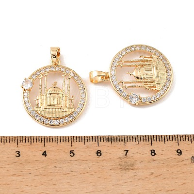 Brass & Clear Cubic Zirconia Pendants KK-G558-13G-1