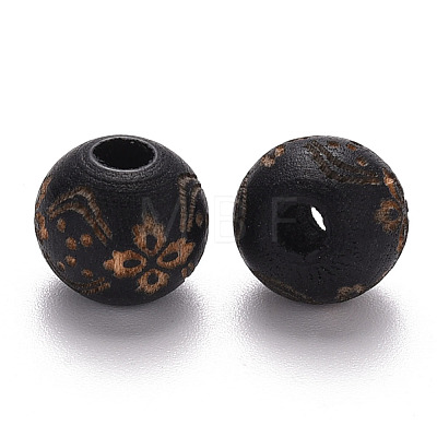 Painted Natural Wood Beads WOOD-N006-03A-10-1