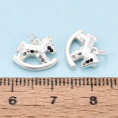 Textured 925 Sterling Silver Rocking Horse Charms STER-T009-09S-1
