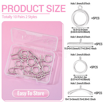 10Pcs 2 Styles Brass Toggle Clasps FIND-TA0008-44A-1