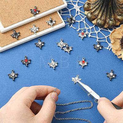 16Pcs 8 Colors Alloy Rhinestone Pendants RB-CJ0001-11-1