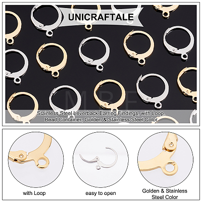 Unicraftale 304 Stainless Steel Leverback Earring Findings STAS-UN0001-44-1