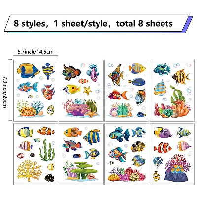 8 Sheets 8 Styles PVC Waterproof Wall Stickers DIY-WH0345-116-1