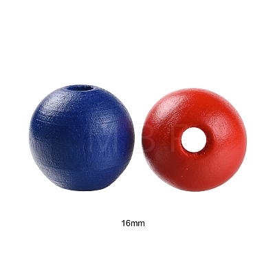 160 Pcs 4 Colors 4 July American Independence Day Painted Natural Wood Round Beads WOOD-LS0001-01B-1