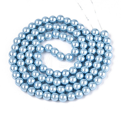Baking Paint Pearlized Glass Pearl Round Bead Strands X-HY-Q330-8mm-24-1