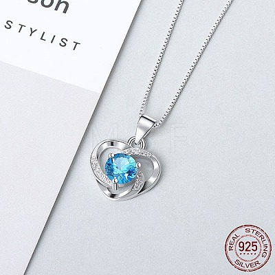 Anti-Tarnish Rhodium Plated 925 Sterling Silver Pendants ZIRC-BB50406-D-1