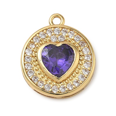 Brass Micro Pave Cubic Zirconia Pendants KK-CBA74BF-12G-01-1