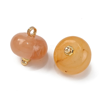 Natural Topaz Jade Saucer Charms with Rack Plating Golden Tone Brass Bails KK-B103-17B-09-1