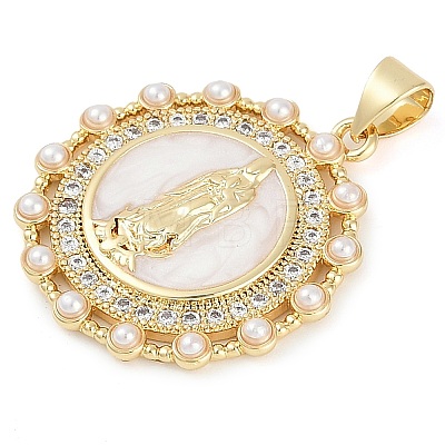 Rack Plating Brass Micro Pave Clear Cubic Zirconia Pendants KK-P287-36E-G-1
