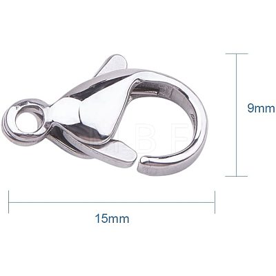 304 Stainless Steel Lobster Claw Clasps STAS-PH0010-02D-1
