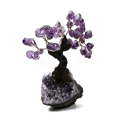 Natural Amethyst Chips Tree Sculpture DJEW-K026-01A-1