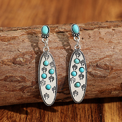 Alloy Resin Stud Dangle Earrings WGDAB08-01-1