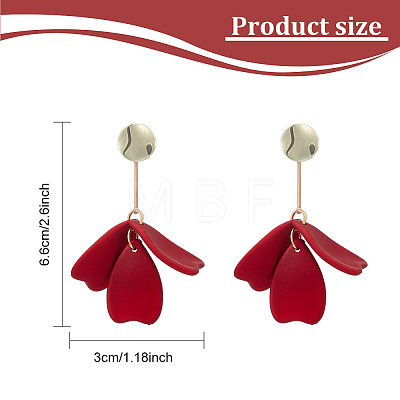 ANATTASOUL 2 Pairs 2 Colors Acrylic Flower Petal Dangle Stud Earrings EJEW-AN0001-32-1