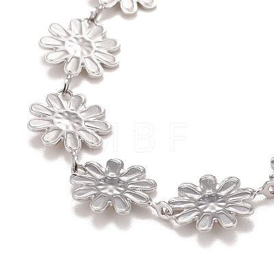 Enamel Daisy Link Chains Bracelet BJEW-P271-01P-04-1