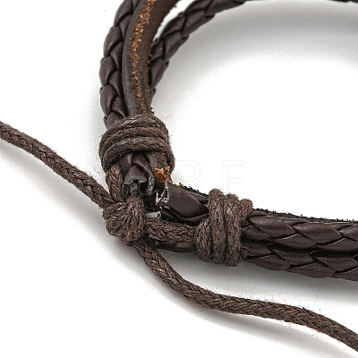 PU Imitation Leather Cord Triple Layer Multi-strand Bracelets BJEW-P329-03A-AS-1