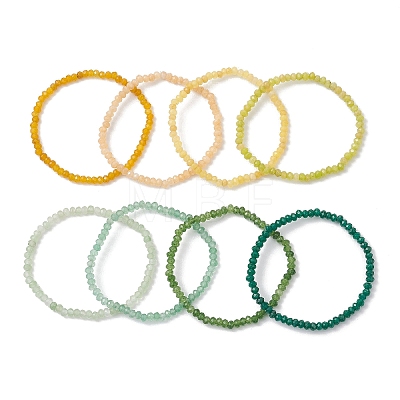 7Pcs Dyed Natural Malaysia Jade Rondelle Beads Stretch Bracelets for Women BJEW-JB13044-1