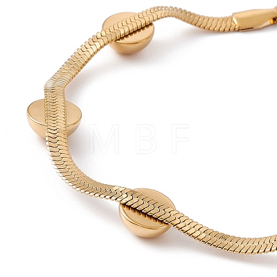 Ion Plating(IP) 304 Stainless Steel Half Round Beaded Herringbone Chain Bracelet for Women BJEW-G656-01G-1