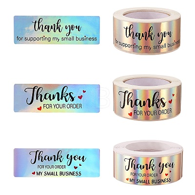 3Roll 3 Style Hot Stamping Self-Adhesive Paper Gift Tag Youstickers DIY-SZ0007-41-1