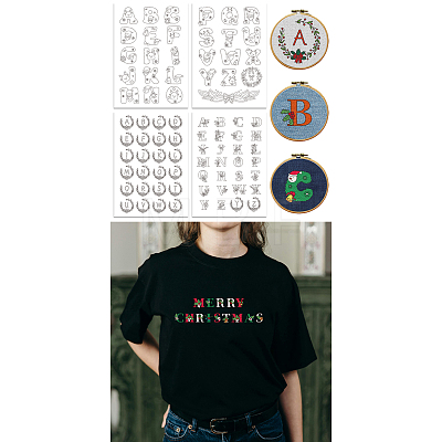 4 Sheets 11.6x8.2 Inch Stick and Stitch Embroidery Patterns DIY-WH0455-227-1