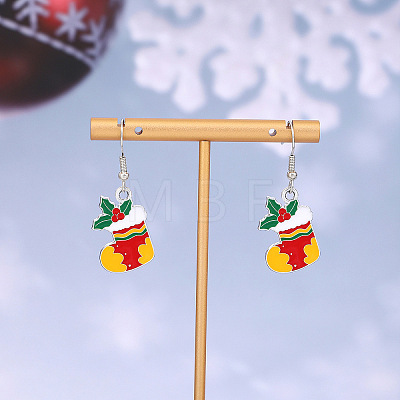 Christmas Theme Alloy Enamel Dangle Earrings FS-WGBB05F-07-1
