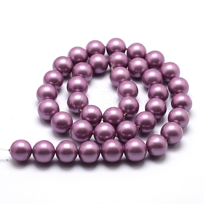 Polished Round Grade A Shell Pearl Bead Strands BSHE-M027-6mm-11-1