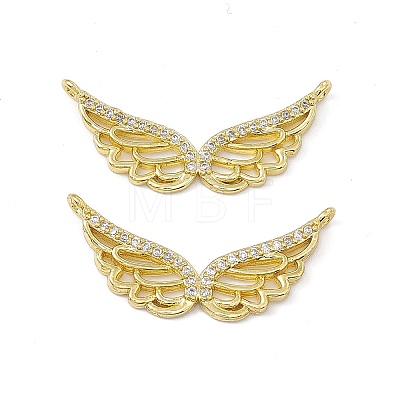 Brass Micro Pave Clear Cubic Zirconia Connector Charms KK-E068-VC027-1