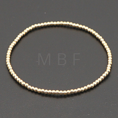 Classic Golden Tone Round Brass Beaded Stretch Bracelets for Women Men IN4084-7-1