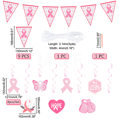 AHADEMAKER Paper Banners & Breast Cancer Awareness Ribbon Pendant Decoration DIY-GA0004-05-1