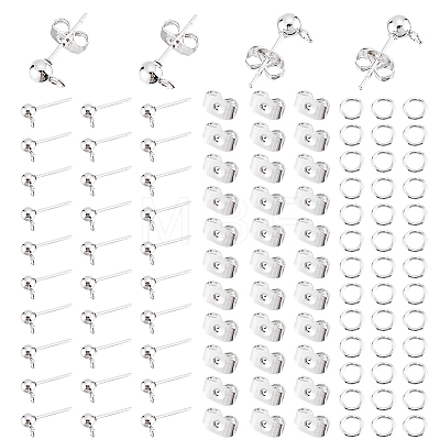   100Pcs 304 Stainless Steel Ball Stud Earring Post FIND-PH0006-65-1