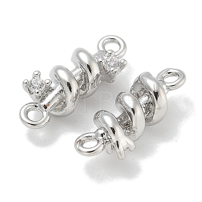 Rack Plating Brass Clear Cubic Zirconia Vortex Connector Charms KK-L224-069P-1