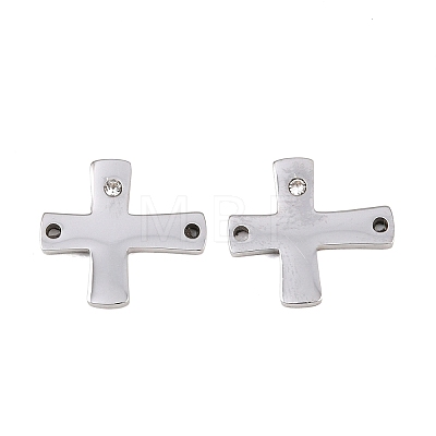 316 Surgical Stainless Steel Micro Pave Cubic Zirconia Links connectors STAS-K178-13P-1