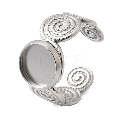 Spiral 304 Stainless Steel Cuff Ring Components STAS-P454-02B-P-1