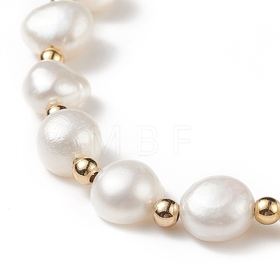 Dyed Natural Pearl & Brass Round Beaded Slider Bracelet BJEW-JB09008-04-1