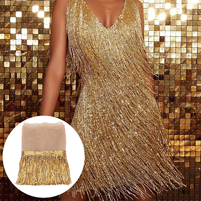 10 Yards Beading Sequins Polyester Tassel Ribbons SRIB-WH0026-12B-1