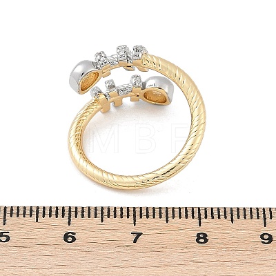 Brass Micro Pave Clear Cubic Zirconia Cuff Rings for Women RJEW-R011-11G&P-1