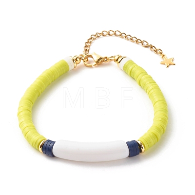 Handmade Polymer Clay Heishi Beaded Bracelet BJEW-JB07325-1
