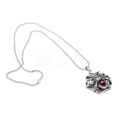 Alloy Glass Pendant Necklaces NJEW-S381-098-1