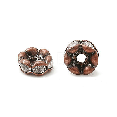 Brass Rhinestone Spacer Beads X-RB-A014-L6mm-01R-NF-1