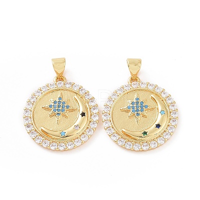 Brass Micro Pave Cubic Zirconia Pendants ZIRC-P106-30G-1