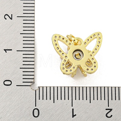 Butterfly Charms Rack Plating Brass Clear Cubic Zirconia Pendants KK-M291-03G-1