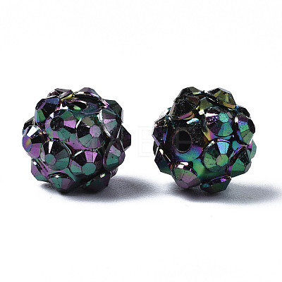 Chunky Resin Rhinestone Bubblegum Ball Beads RESI-M019-10mm-M-01-1