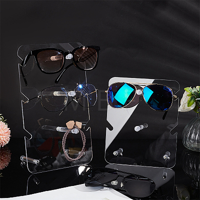  2 Sets 2 Styles Transparent Acrylic Sunglasses Display Stands ODIS-NB0001-29-1