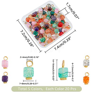 100Pcs 5 Colors Natural Agate Pendants FIND-FH0005-15-1