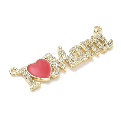 Valentine's Day Brass Micro Pave Clear Cubic Zirconia and Enamel Pendants KK-T084-04G-1
