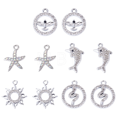 10Pcs 5 Styles Alloy Pendants FIND-TADJ0001-26A-1