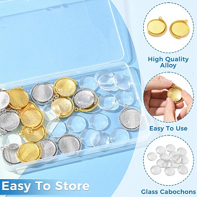 20Pcs 2 Colors Zinc Alloy Pendant Cabochon Settings DIY-YW0018-49-1