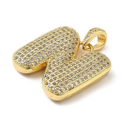 Brass Micro Pave Cubic Zirconia Pendants KK-E061-03G-14-1